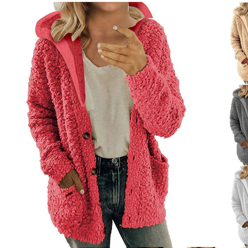 Ladies cozy fleece jacket with hood and practical pockets Lune London