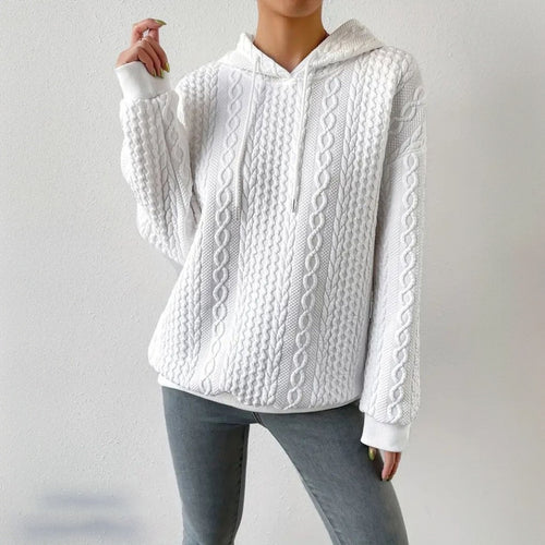 Casual knitted sweater for women with hood and textured design Lune London