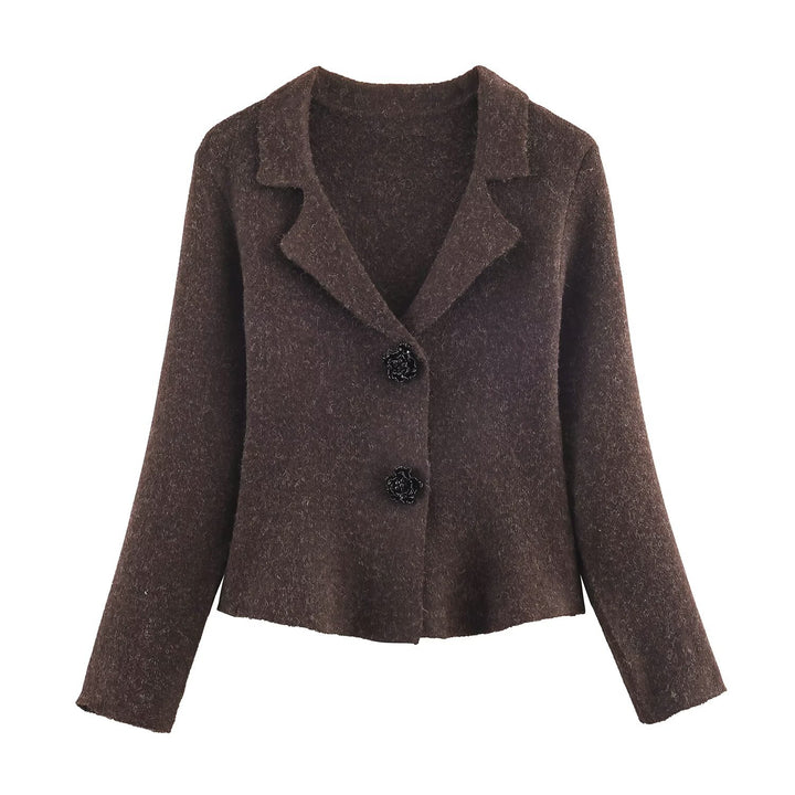 Blazer en tricot tendance pour femmes avec des revers élégants Chic & Stil