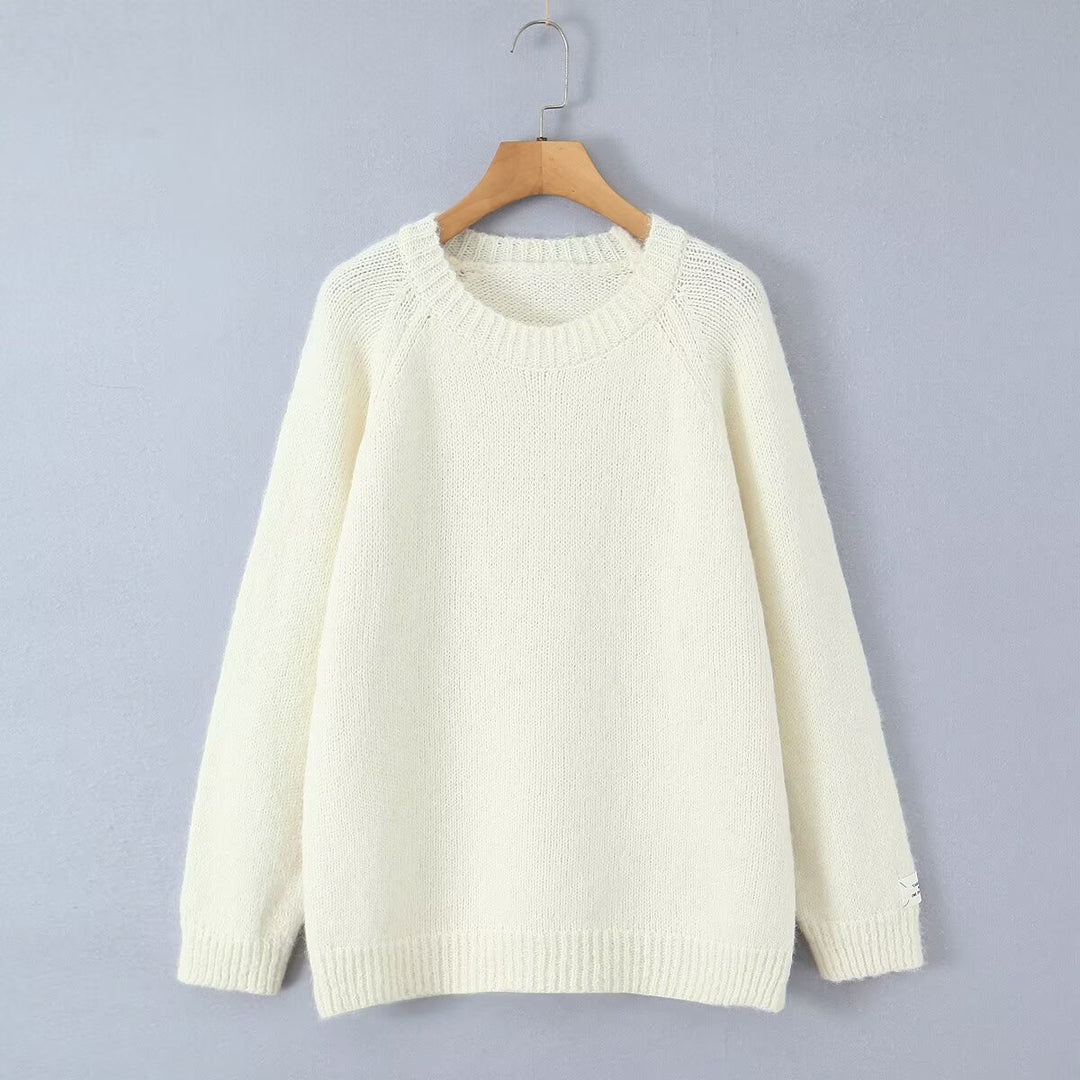 Pull en tricot confortable pour femmes avec col rond