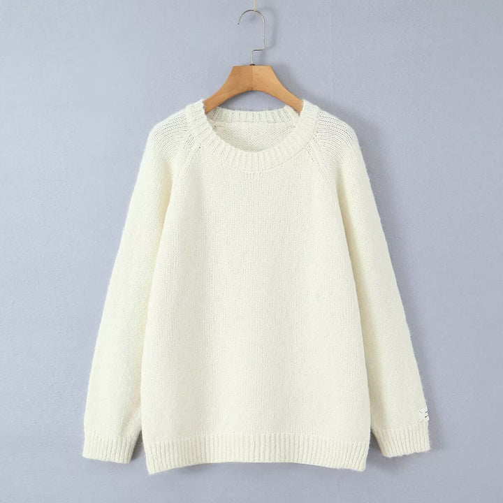 Pull en tricot confortable pour femmes avec col rond