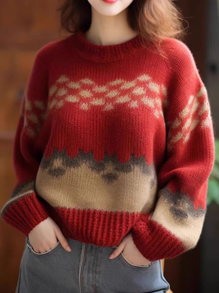 Ladies Large, casual knit sweater with graphic pattern Lune London