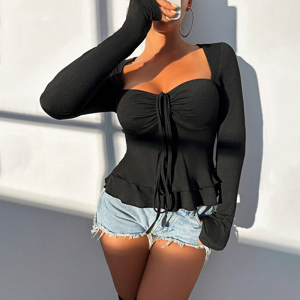 Elegant top for women with stylish draping and long sleeves Chic & Stil