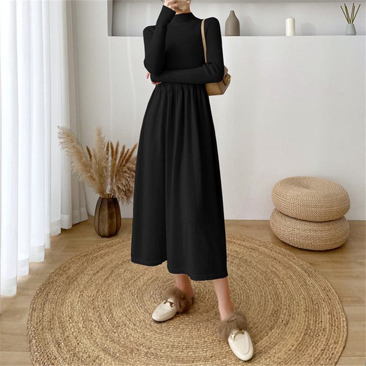 Ladies Elegant maxi dress with high collar and elastic waist Lune London