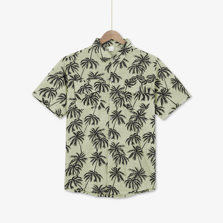 Short-sleeve shirt for men with palm pattern and practical chest pocket Lune London