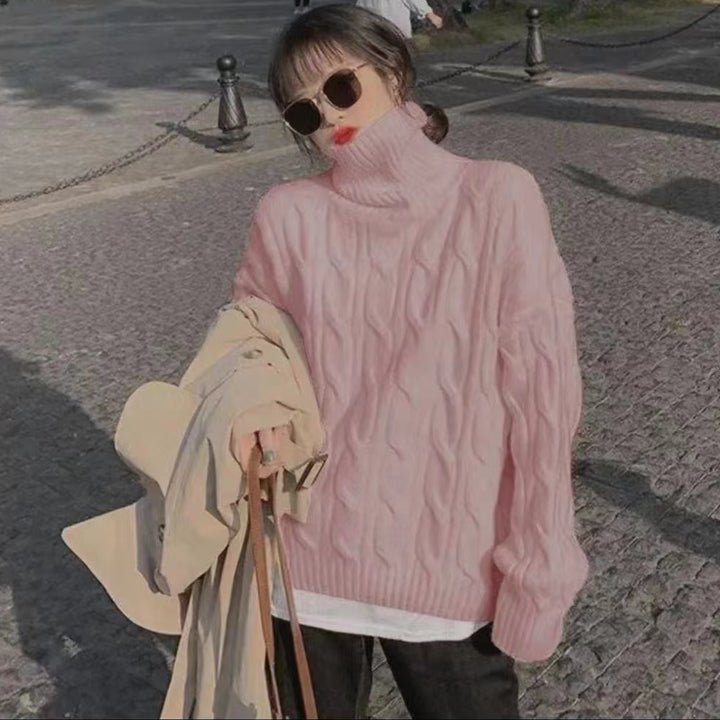 Knitted sweater for ladies with high collar Lune London