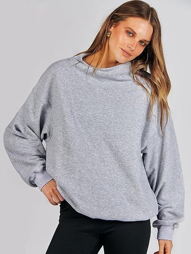 Oversized sweatshirt for women with a high collar and ribbed hem Lune London
