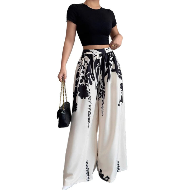 Lune London Floral Print Wide Palazzo Pants Set for Women