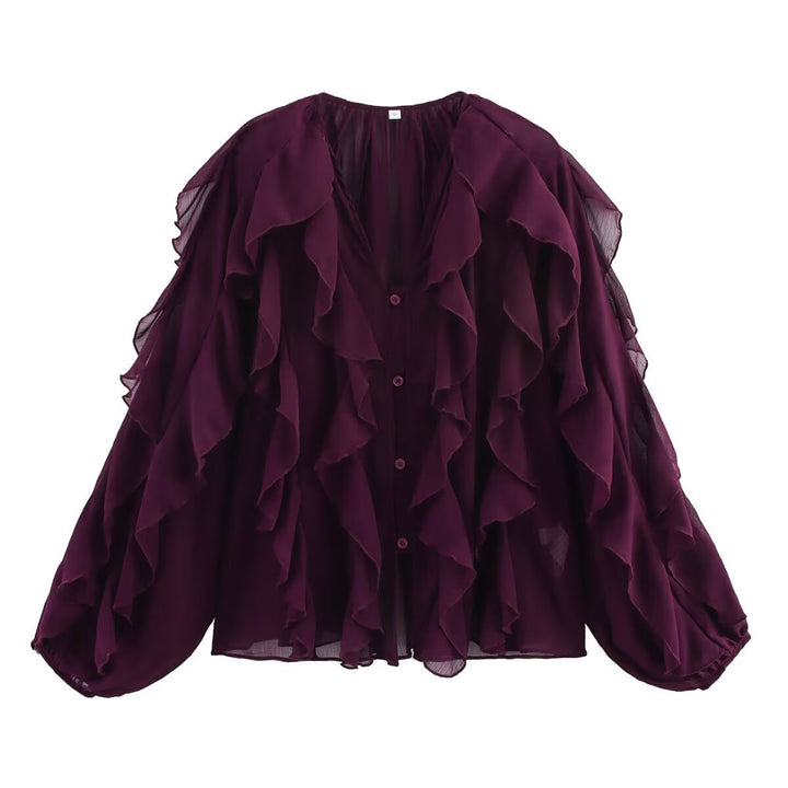 Blouse à volants élégante pour femme avec manches volumineuses Chic & Stil