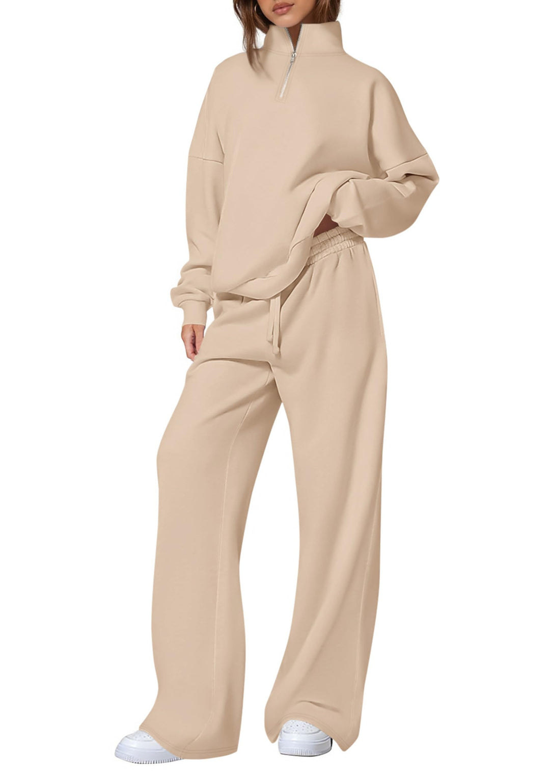 Casual sweatpants set for women with high collar and zipper Lune London