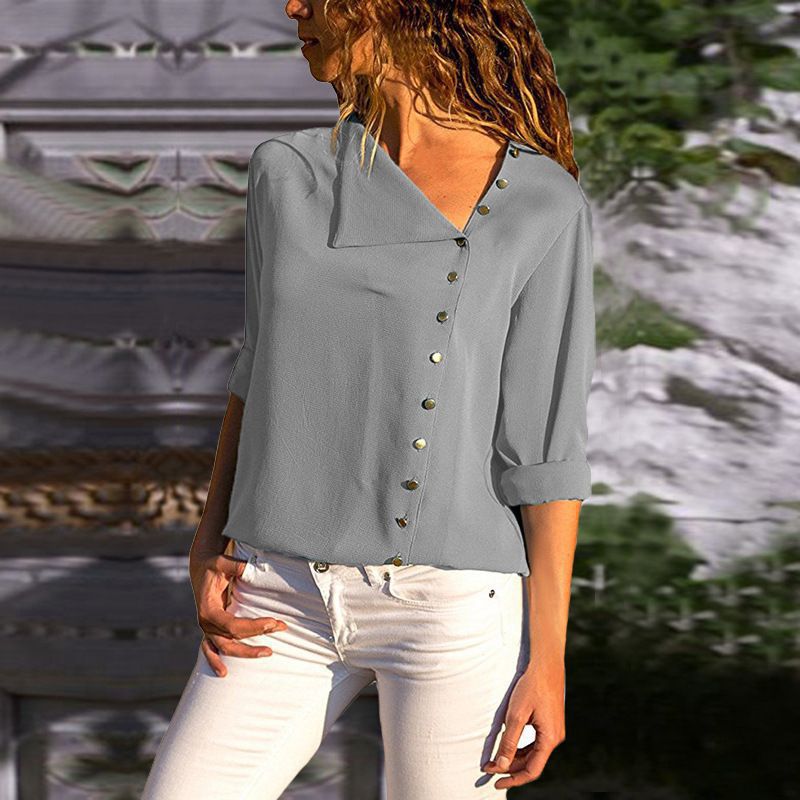 Ladies Buttoned Relaxed Fit Blouse Chic and Style