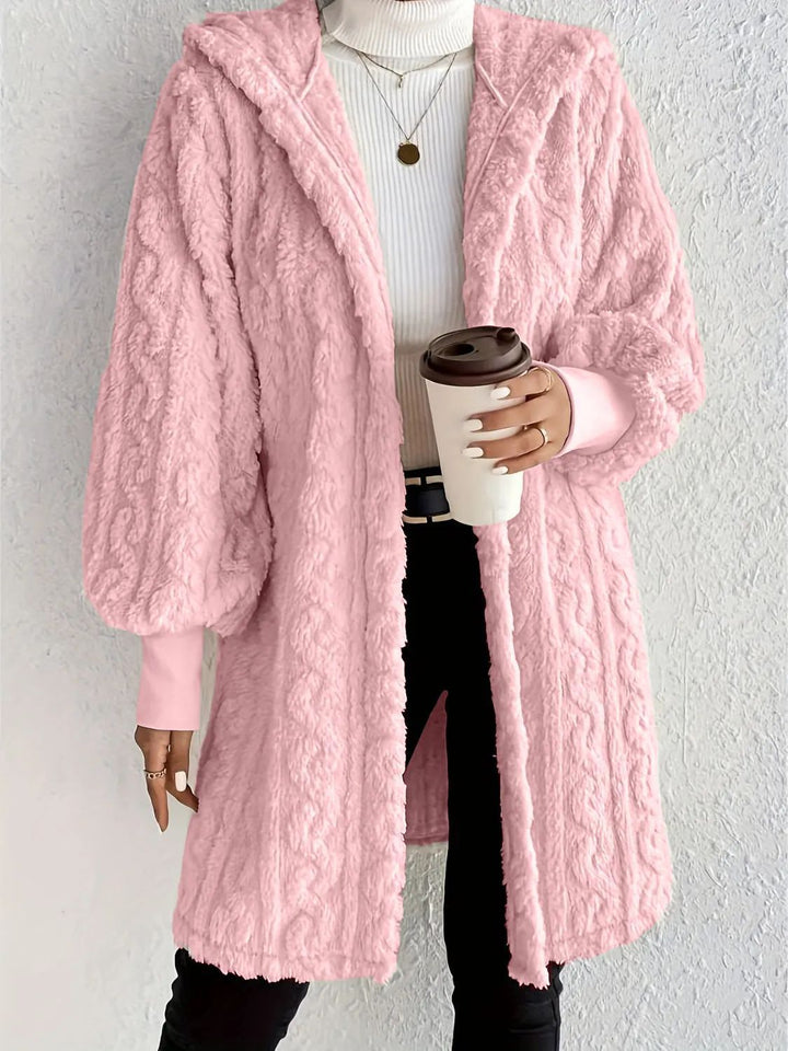 Trendy long jacket for women with hood and texture Lune London