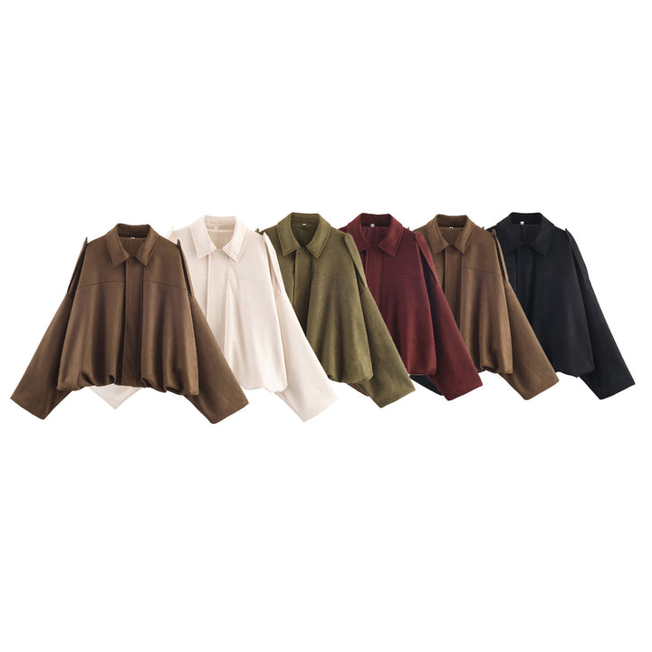 Oversized elegant jacket for women with refined details and a chic collar