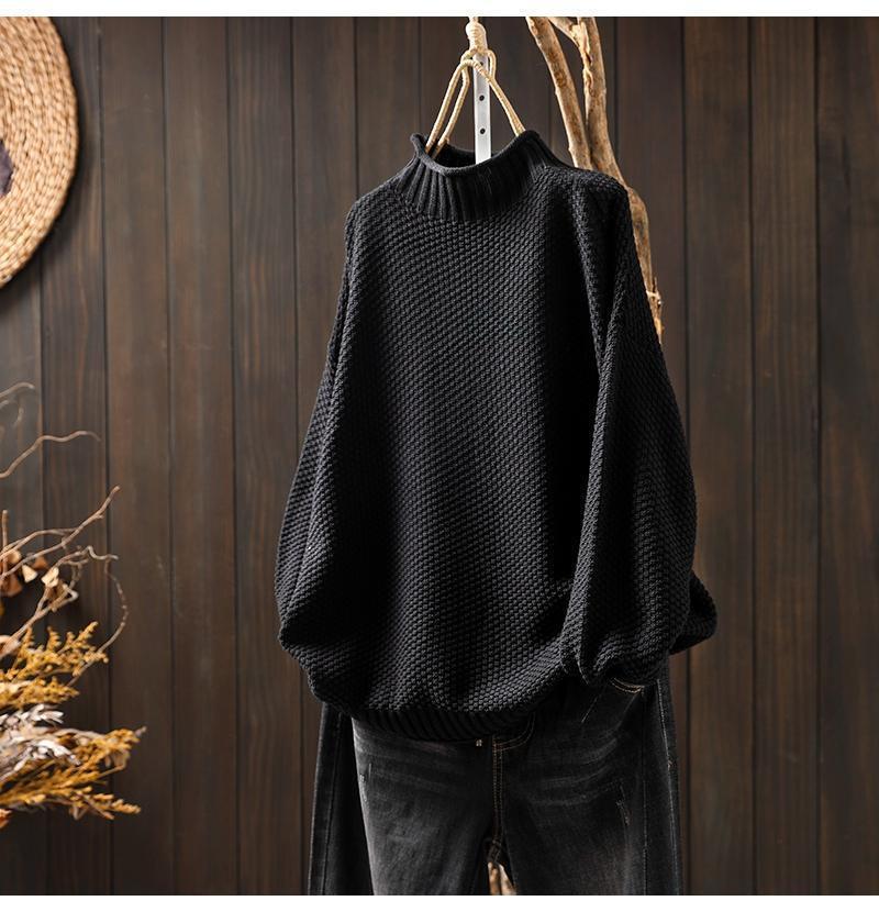 Oversized knitted sweater for women with high neck Lune London
