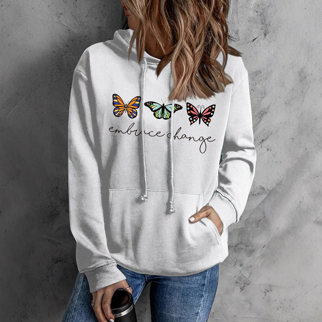 Sweat à capuche pour femmes avec motif de papillon inspirant et message motivant Chic & Stil