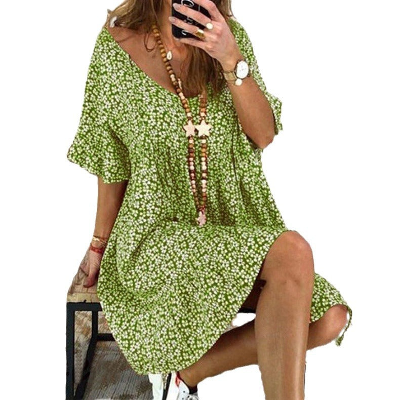 Casual dress for women with voluminous sleeves and a deep V-neck Lune London