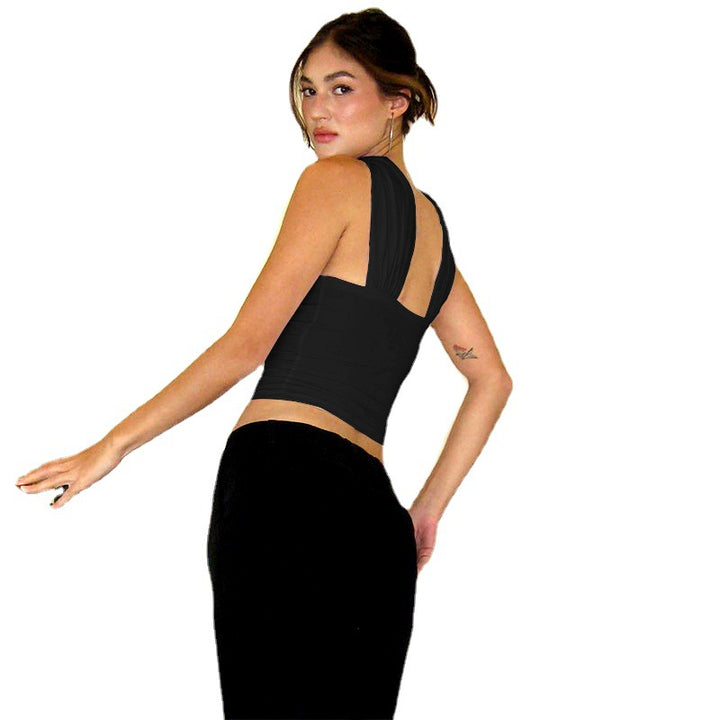 Asymmetrical strapless crop top for ladies Lune London