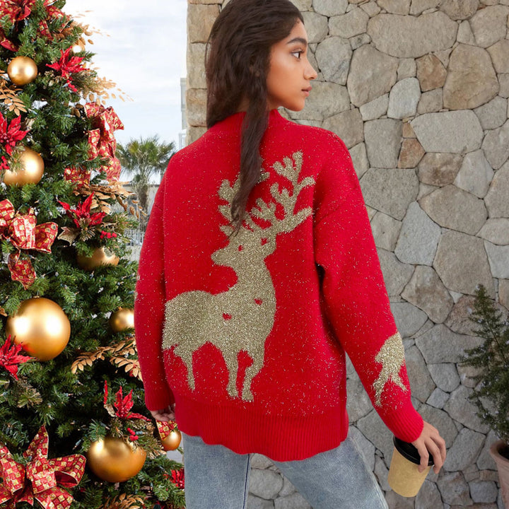 Christmas sweater for women with sparkly design and reindeer pattern Lune London