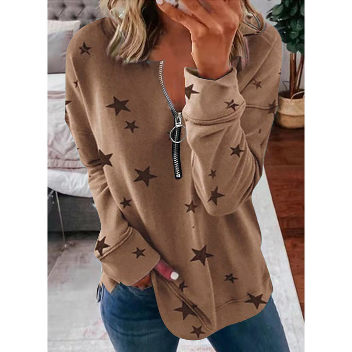 Women's hoodie with zip and star pattern Lune London