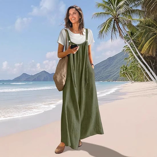 Long cotton dresses for women with straps and pockets Lune London