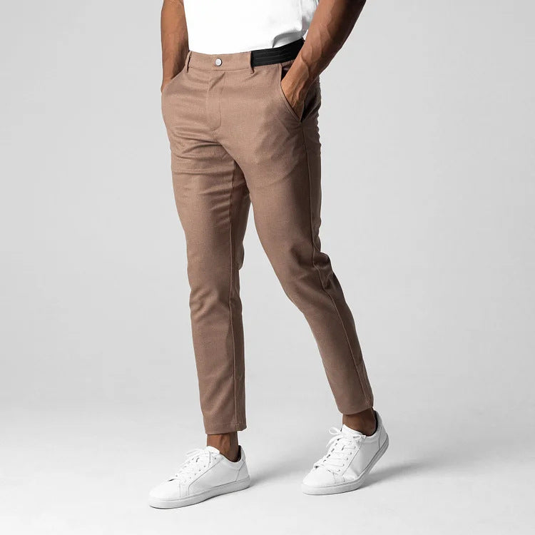 Men's Chino Pants with Slim Fit Cut and Elastic Waistband Lune London