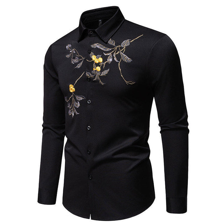 Elegant Embroidered Long Sleeve Shirt for Men Chic und Stil