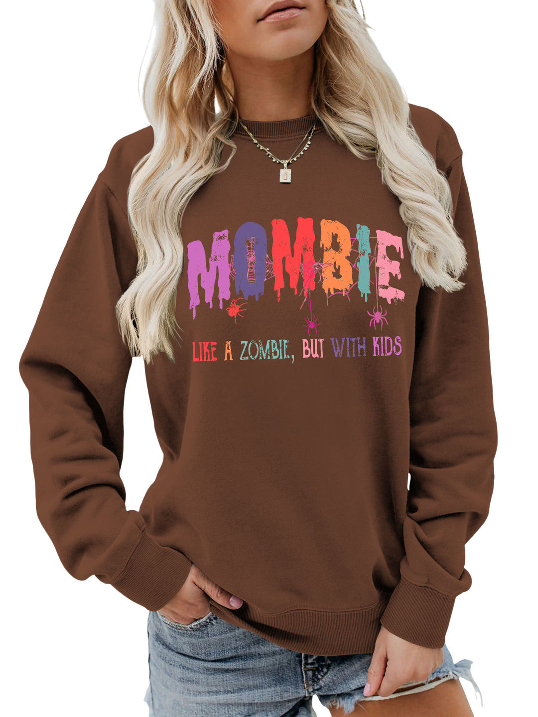 Sweat-shirt pour dames avec motif zombie créatif Chic & Stil