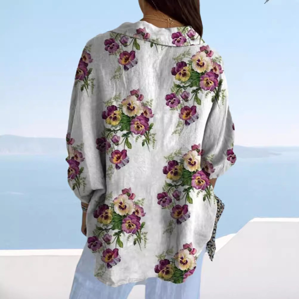 Blouse femme à motif floral avec patte de boutonnage cachée Chic & Stil