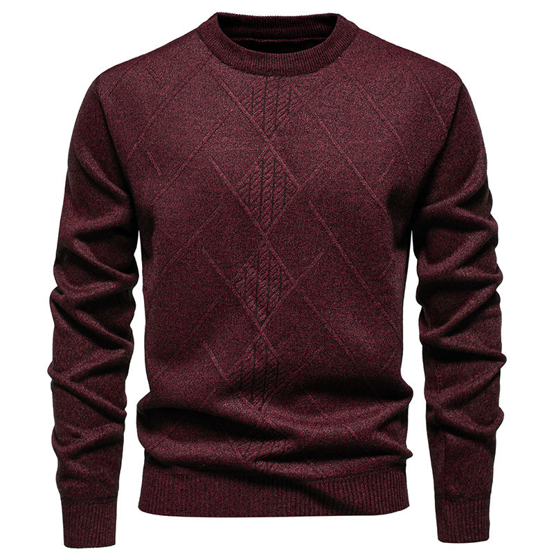 Fine knit sweater for men with relief pattern and round neck Lune London