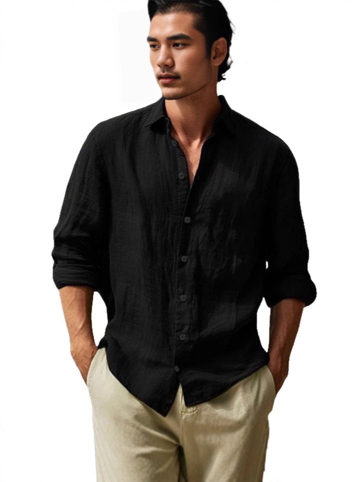 Light linen shirt for men with short button placket and relaxed fit Lune London