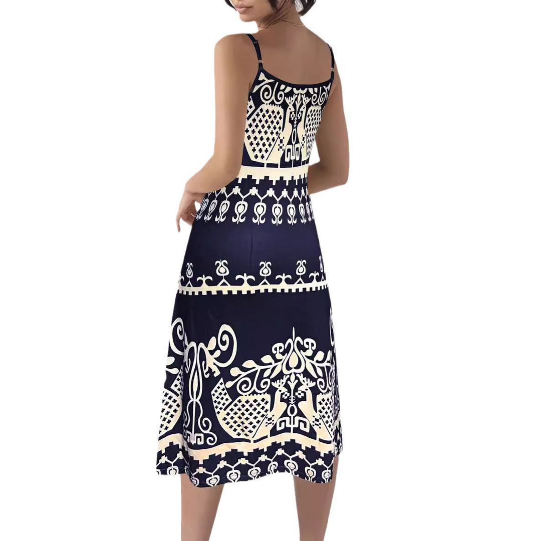 Ladies Bohemian Halterneck Midi-Dress Lune London
