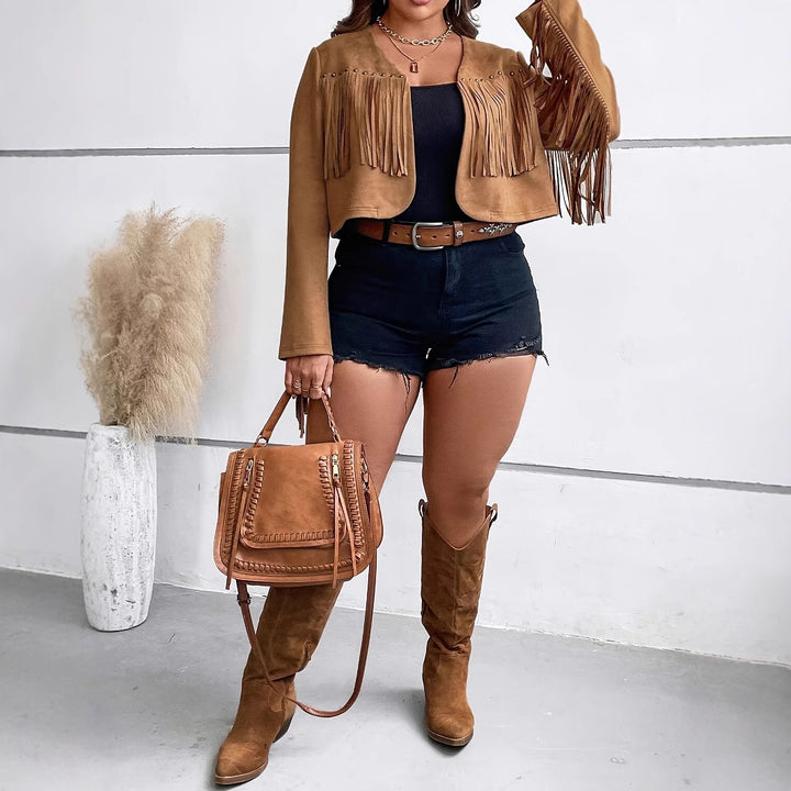 Fringe Jacket for Women in Synthetic Suede Lune London