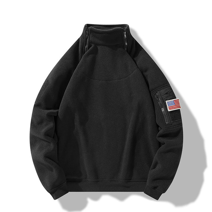 Fleece pullover for men with a high collar and practical zip pockets Lune London