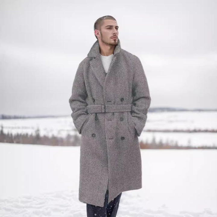 Elegant wool coat for men with herringbone pattern Lune London