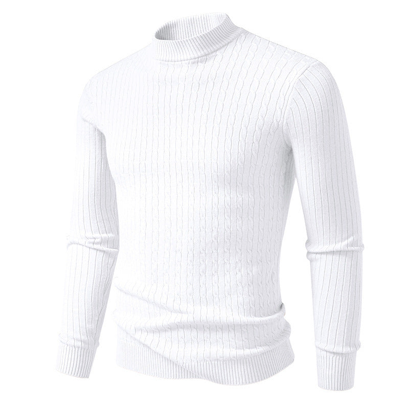 Men's roll neck sweater in structured knit Lune London