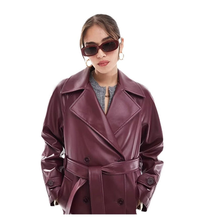 Lune London vegan leather fashion trench coat for women
