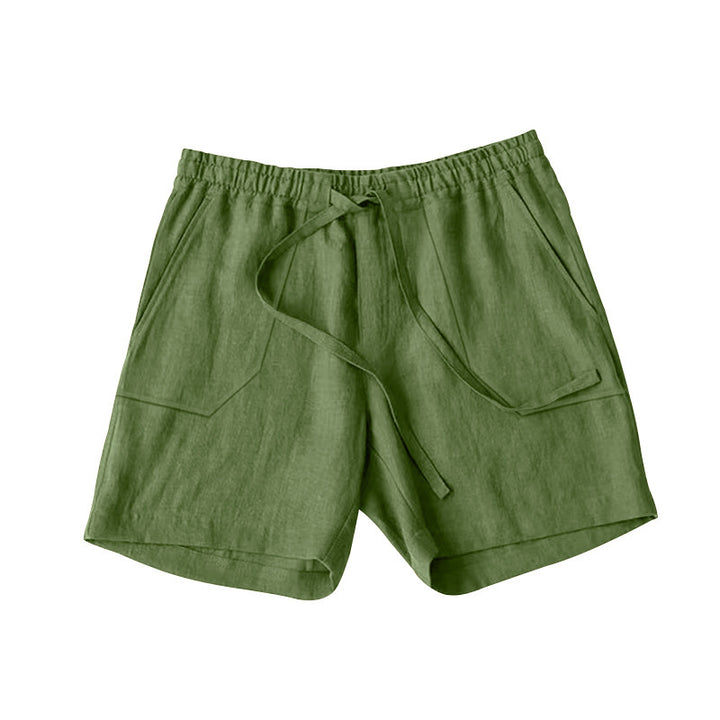 Shorts d'été en lin pour femmes avec taille élastique et poches pratiques Lune London