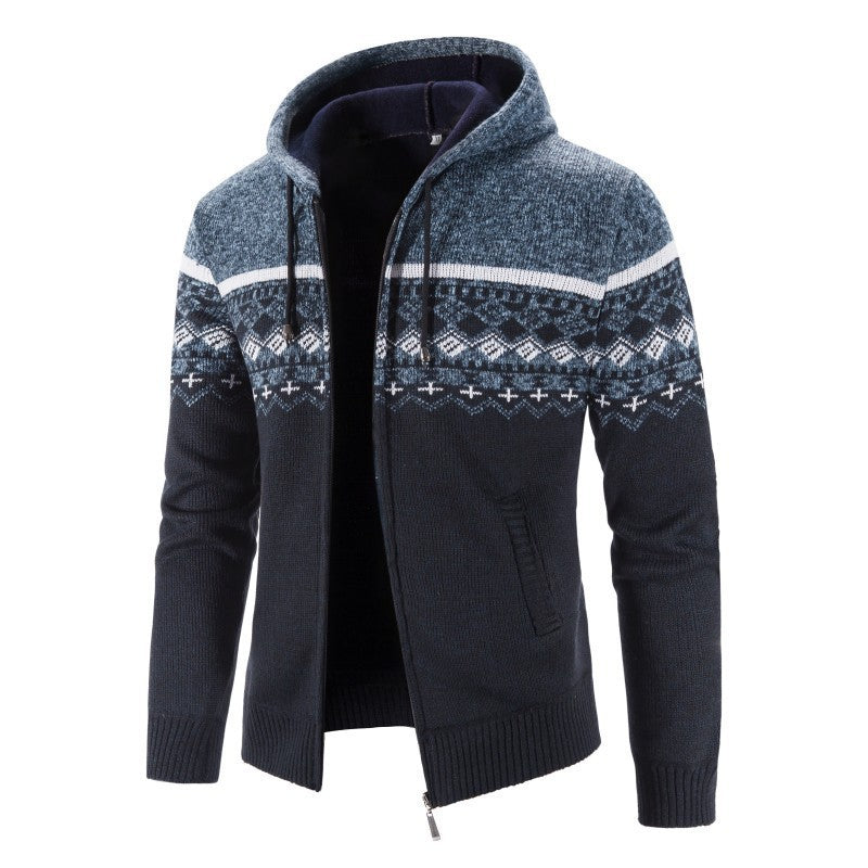 Men's knit jacket with hood and elegant patterns Lune London