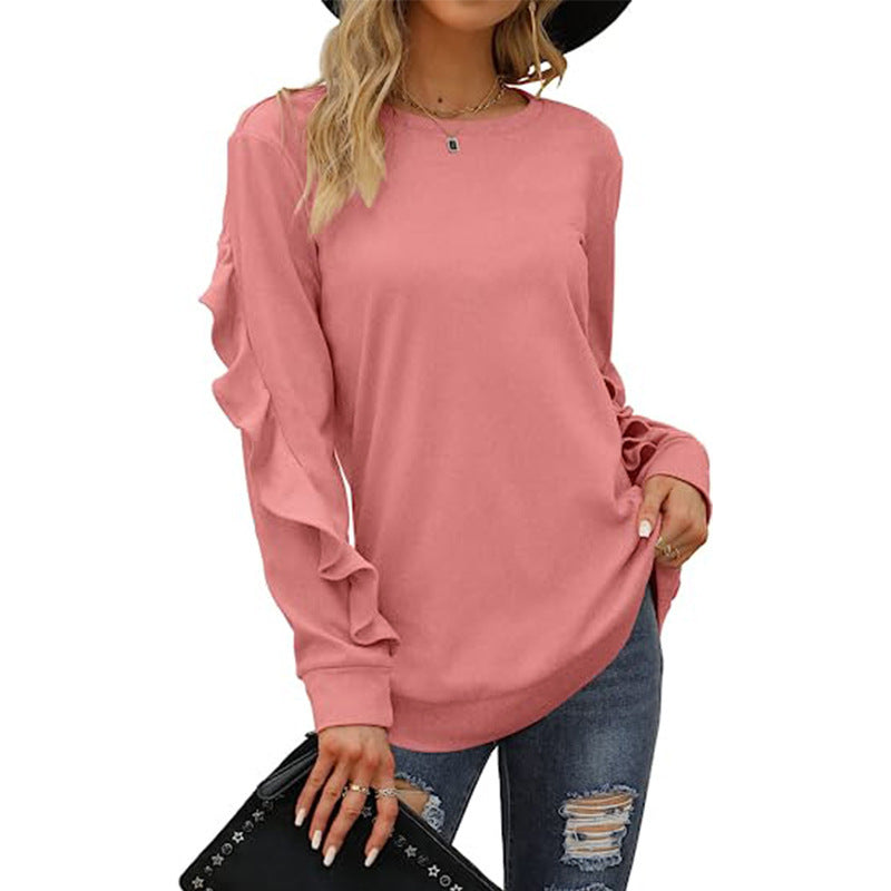 Women Casual Sweatshirt with Ruffled Sleeves Lune London
