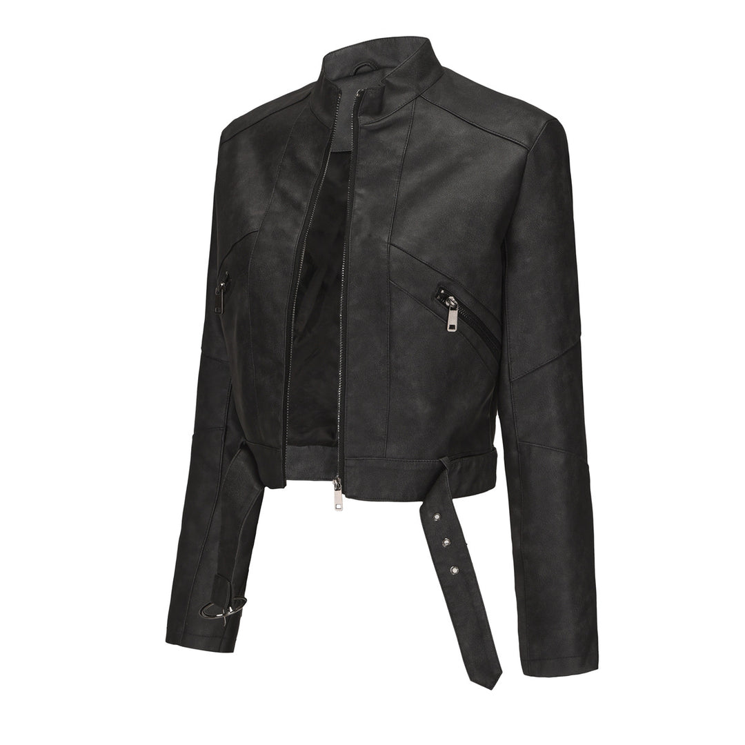 Modern cropped leather jacket for women with stylish detail Lune London