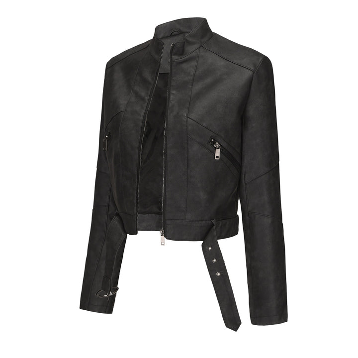 Modern cropped leather jacket for women with stylish detail Lune London