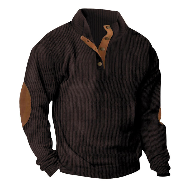 High-end knitwear for men with button placket and trendy leather applications Lune London