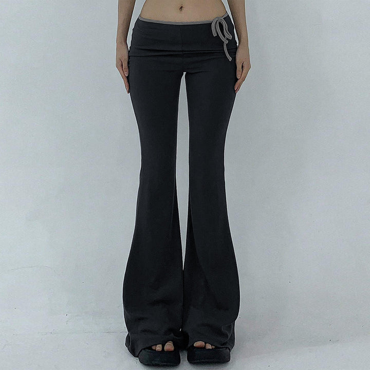 Pantalons de yoga évasés pour femmes avec taille élastique et tissu côtelé Chic & Stil