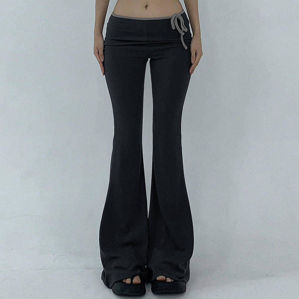 Pantalons de yoga évasés pour femmes avec taille élastique et tissu côtelé Chic & Stil