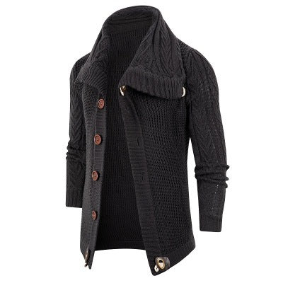 Knitted jacket for men with shawl collar and wooden buttons Lune London