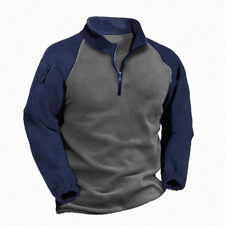 Fleece pullover for men with high collar and stand-up collar Lune London