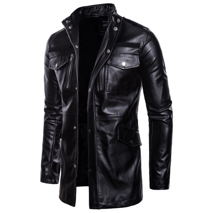 Stylish leather motorcycle jacket for men with asymmetric zipper and practical pockets Lune London