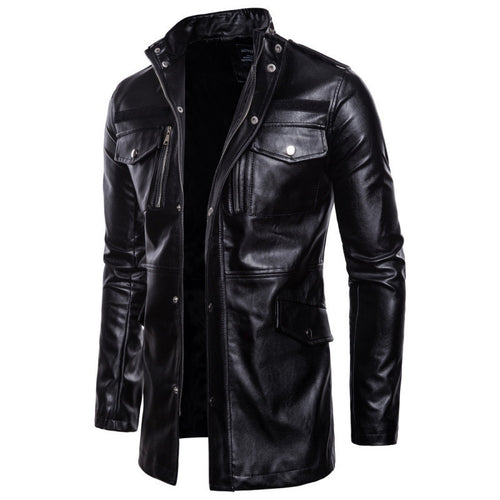 Stylish leather motorcycle jacket for men with asymmetric zipper and practical pockets Lune London