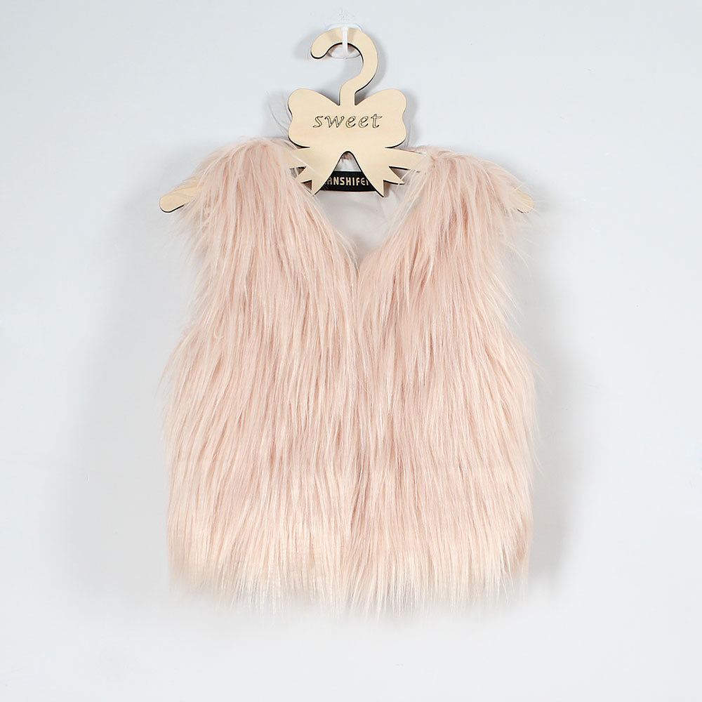Ladies Faux Fur Soft Gilet with Stand-up Collar Lune London