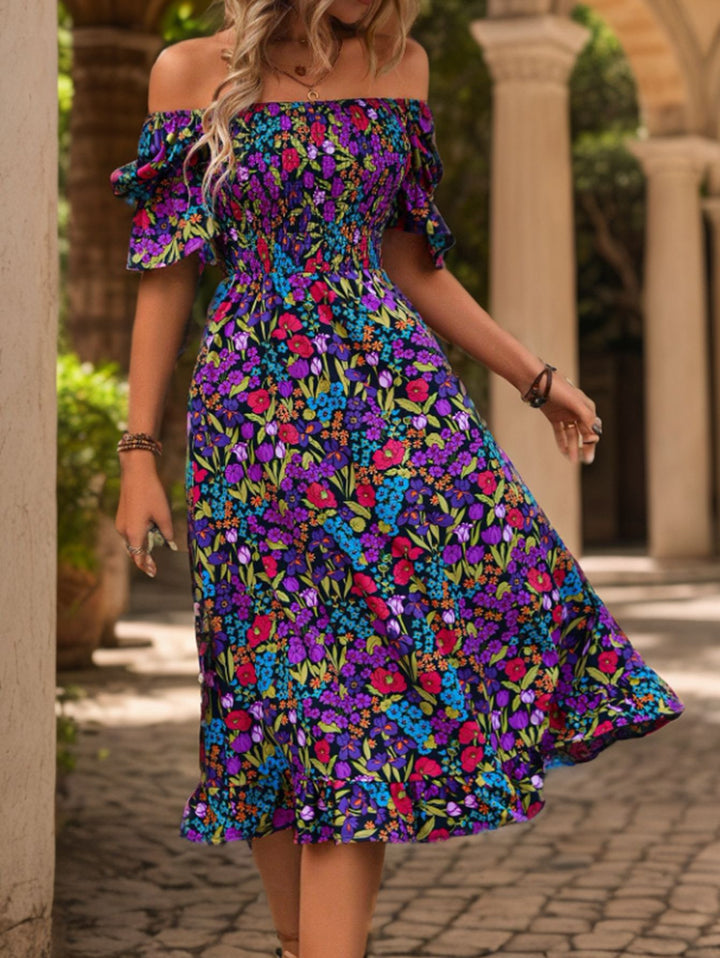 Lune London Floral Bohemian Smocked Maxi Dress for Women